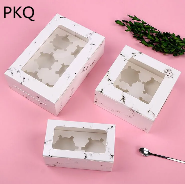 

10pcs Kraft paper Cookie cake Packaging Box with Plastic Window paper box white Candy Biscuit Chocolate Carton Gift cupcake Box