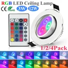 3 Вт 12 Вт RGB светодиодный потолочный светильник с регулируемой яркостью AC85-265V интеллектуальный пульт дистанционного управления Управление светильник светодиодный светильник Крытый вечерние Декор красочные светодиодные лампы