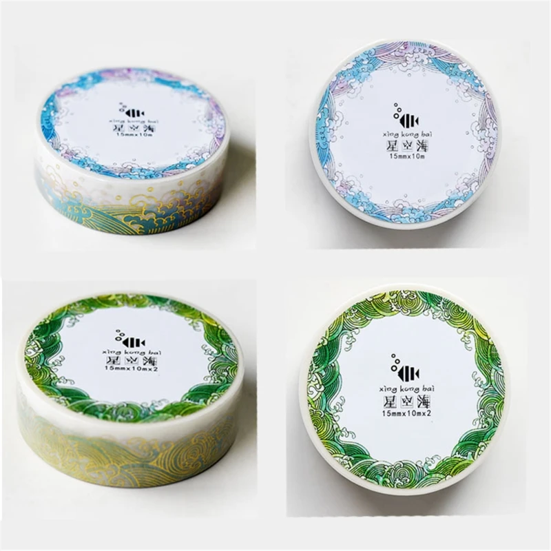

High-Grade Bronzing Wave Pattern Washi Tape Scrapbooking Decorative Adhesive B85B