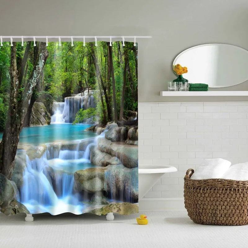 forest trees printed 3d bath curtains waterproof polyester fabric washable bathroom shower curtain screen with hooks accessories free global shipping