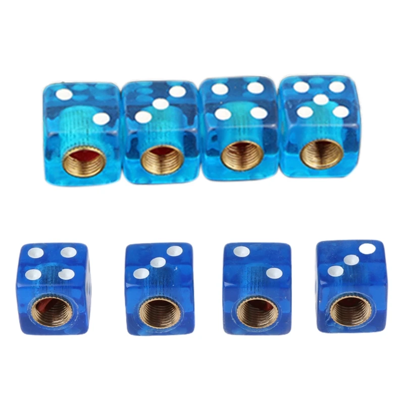 

4pcs Dice Shape Car Wheel Tire Air Valve Stem Cover Dust Bicycle Valve Accessories D5QD