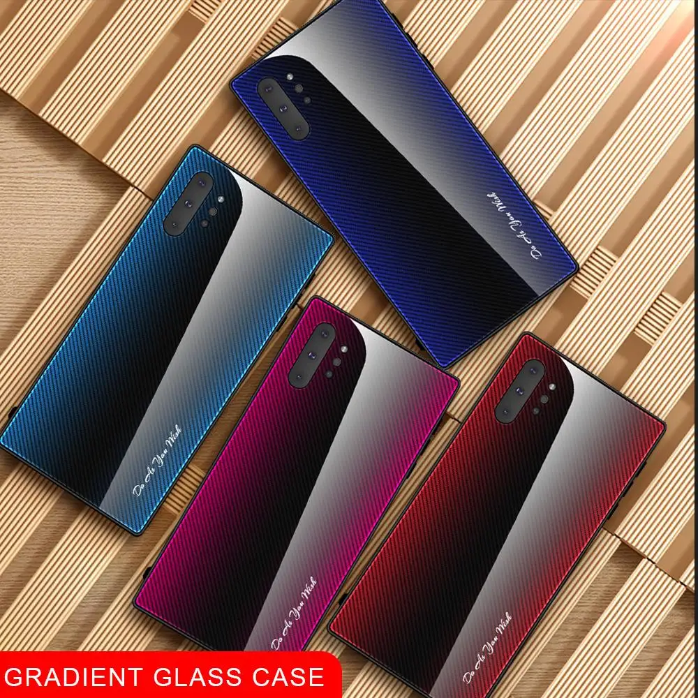 Чехол из закаленного стекла для телефона samsung Note 10 Plus 9 8 чехол градиентного TPU Edge