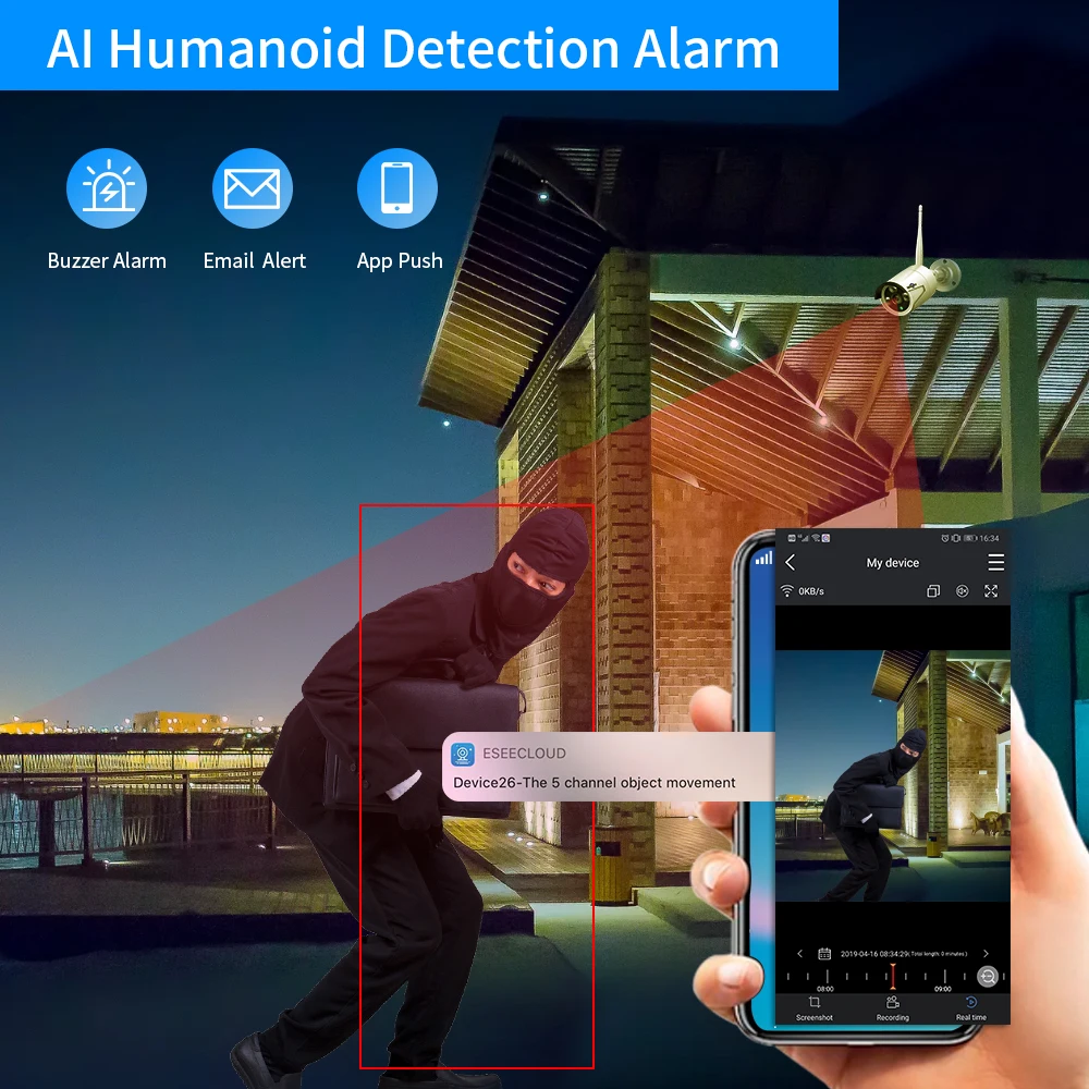 Hiseeu 3MP 8CH Беспроводной набор камер наблюдения 10 1 "ЖК дисплей монитор 1536P уличная