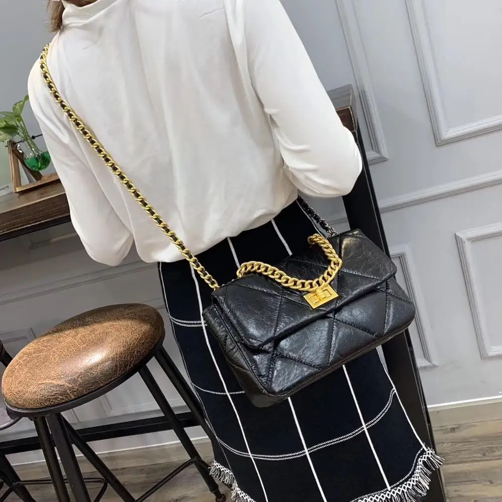 

Large Capacity Bag Women Office Chain Shoulder Bag Travel Luxury Handbags for Girls Leather Pu Quilted Bag Bolsa Feminina