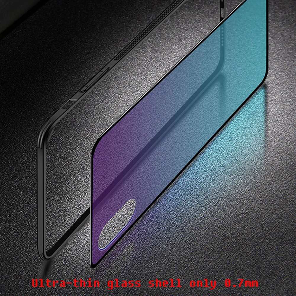 

Luxury Aurora Gradient Glass Case For iPhone 11 pro X XS XR Max 6 6S 7 8 Plus Fashion glitter Protective Phone Cover Coque Capa