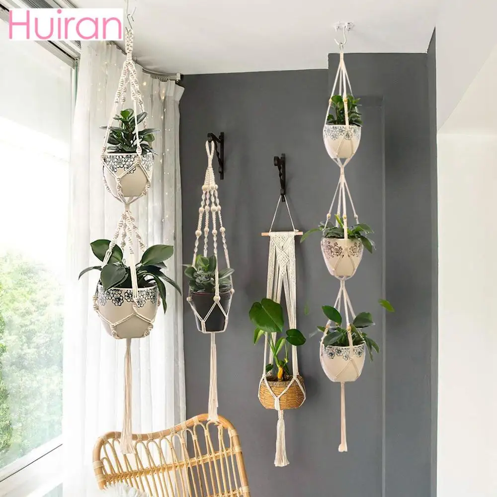 Hot Sales 100%Handmade Macrame Wall Hanging Plant Hanger Flower/Pot For Decor Planter Basket | Дом и сад