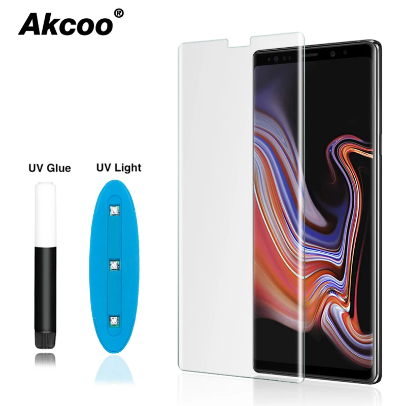 

Akcoo Note 8 screen protector UV Full Glue Tempered Glass for Samsung Galaxy S8 9 note 8 9 full cover with earpiece hole cut out