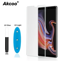 akcoo note 8 screen protector uv full glue tempered glass for samsung galaxy s8 9 note 8 9 full cover with earpiece hole cut out