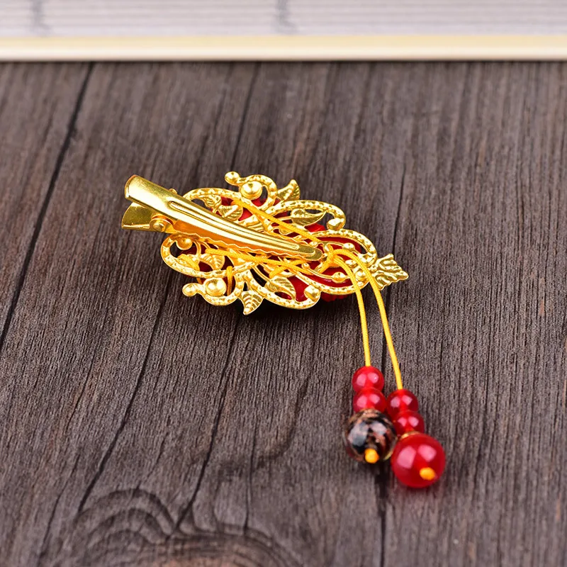 Креативный яркий Красный синтетический цветок цветные глазурь шпильки для волос