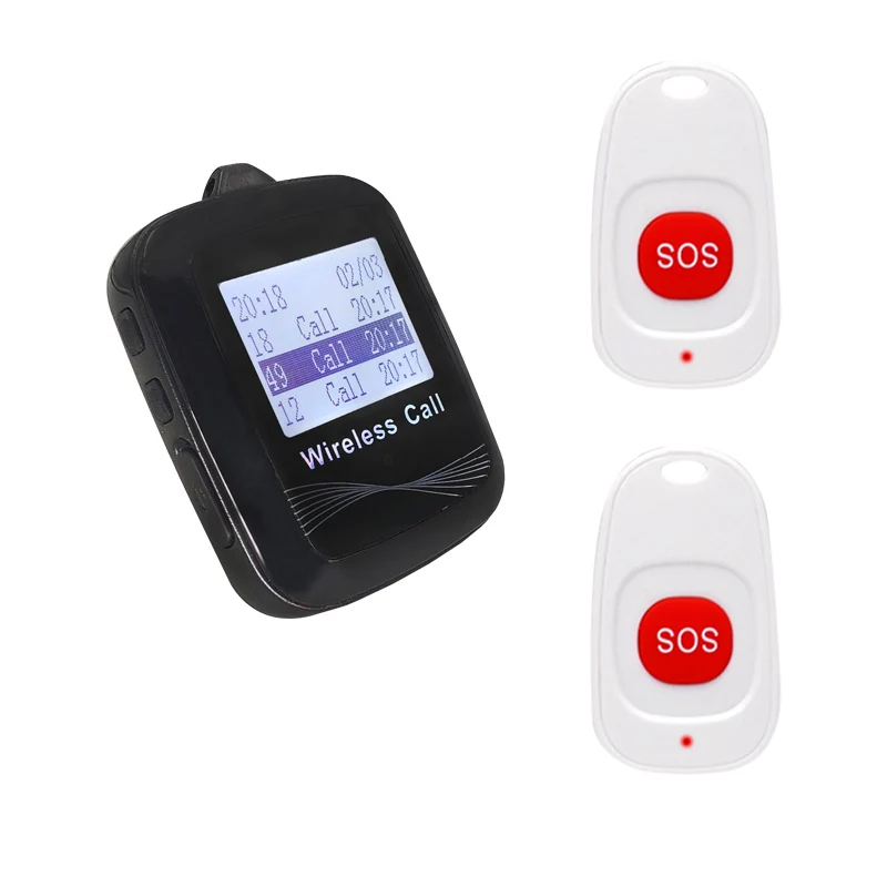 Wireless Nurse System Waterproof Watch Receiver + SOS Emergency Call Buttons White For Hospital Clinic Nursing Home
