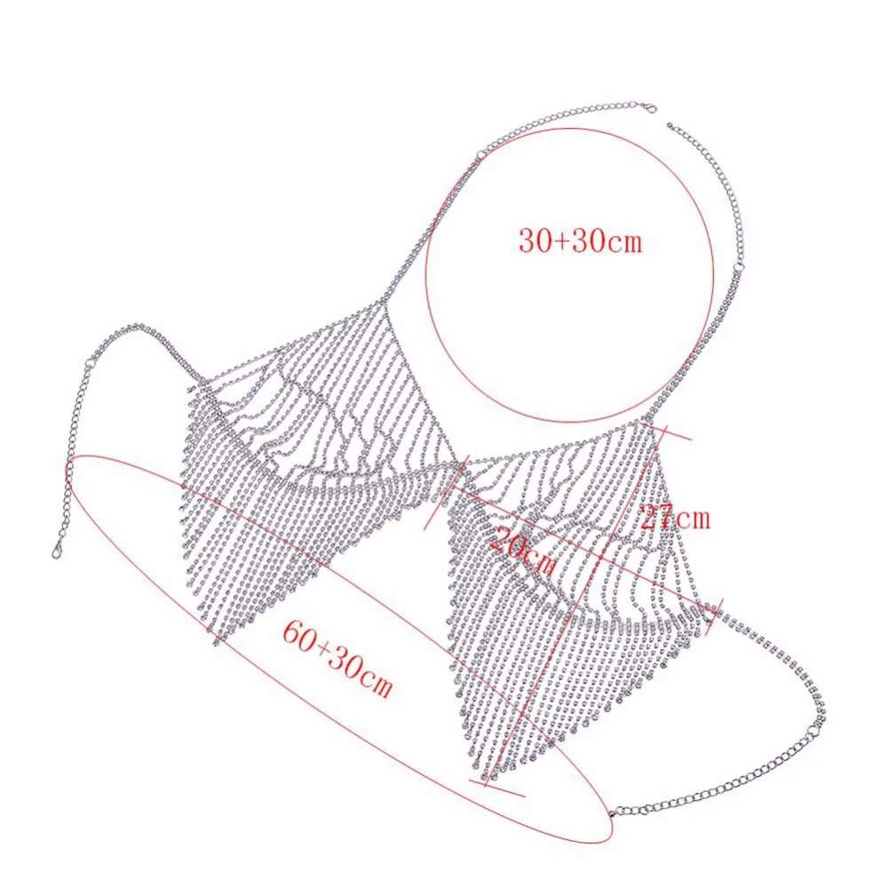 Кристалл Bralette Женская цепочка для тела ювелирные изделия бикини кисточкой пляж