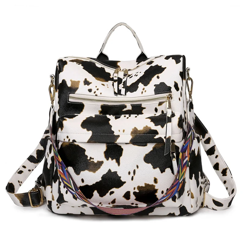

Large Capacity Women Backpack Fashion Ladies' Bags Zebra Cow Style Two Shoulders Back Packs