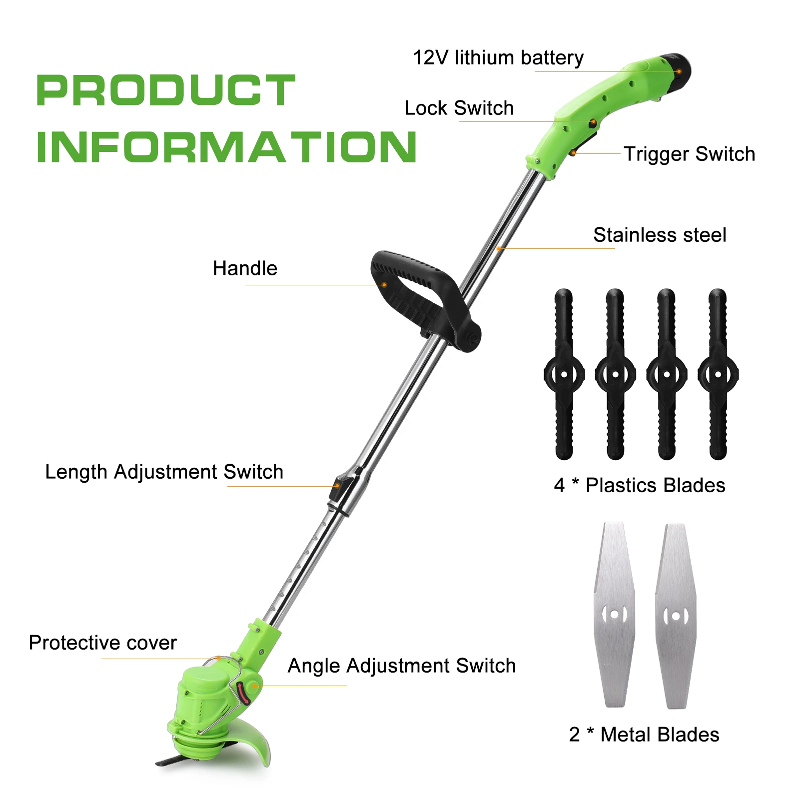 Беспроводная электрическая газонокосилка садовый триммер с аккумулятором 12 В 21