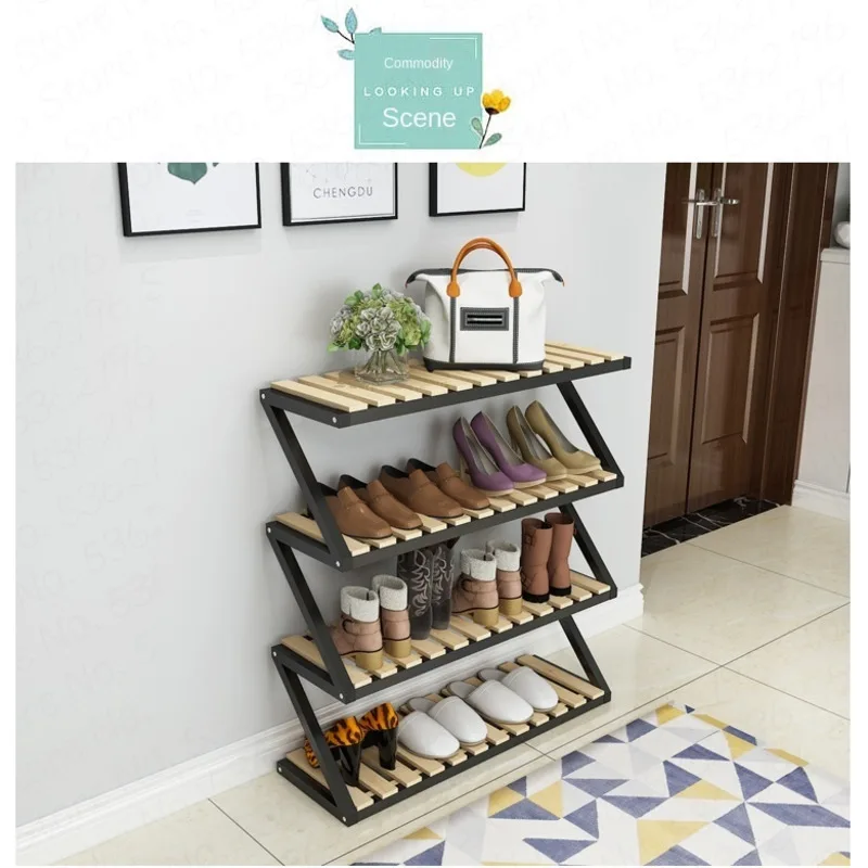 

Shoe frame simple solid wood multi layer household economy shoe frame iron art living room dust proof shoe shelf modern simple