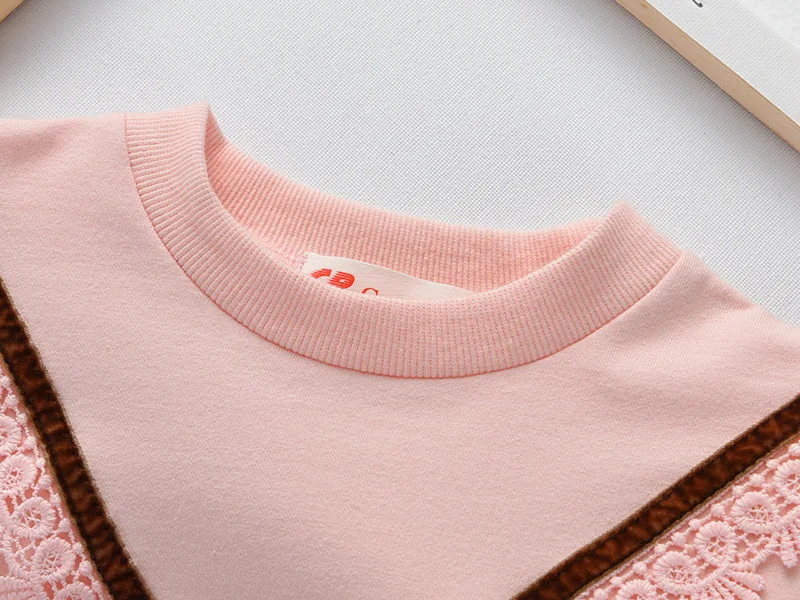 Lememogo Spring Fall Winter Baby Girls Shirts Clothing Kids Cartoon Solid Pink Long Sleeve Lace Bow Tops Toddler Gift Clothes