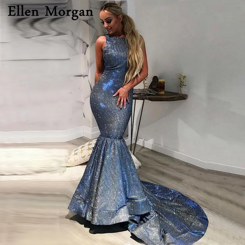 Блестящие длинные платья русалки для выпускного вечера женщин вырез лодочкой
