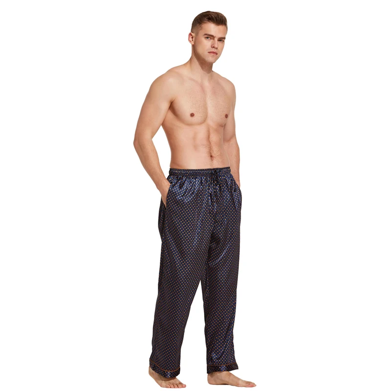 

Pajama Pants Men Satin Silk Sleep Bottoms Casual Trousers Male Sleepwear Mens Long Lounge Pyjamas Soft Underwear