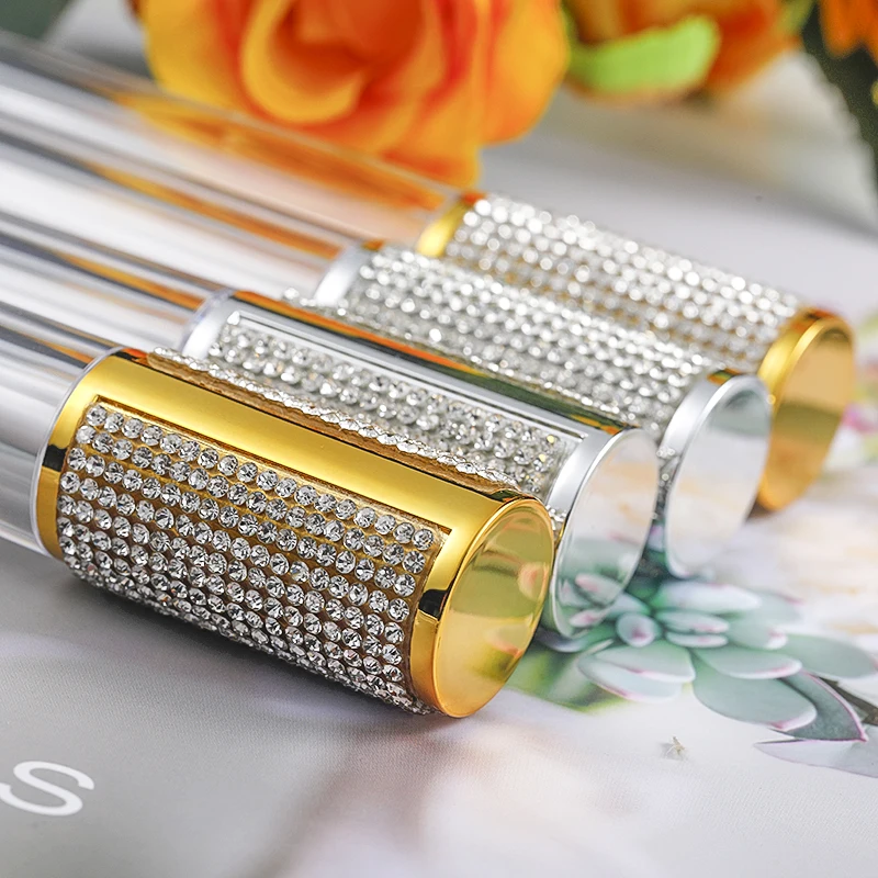 

Empty New 5ml Sticker Diamond lip gloss tubes Local Gold Diamond lipgloss dispensing tube Silver lip gloss dispensing tube