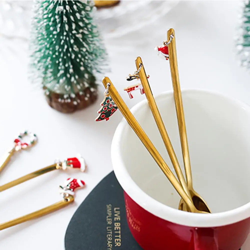 6 шт./компл. винтажная чайная ложка инновационный Рождественский набор ложек из