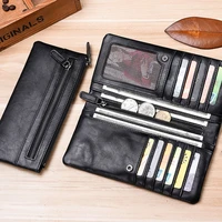2021 business vintage wallet mens long purse card holder zipper pocket soft leather pu wallet fast shpping