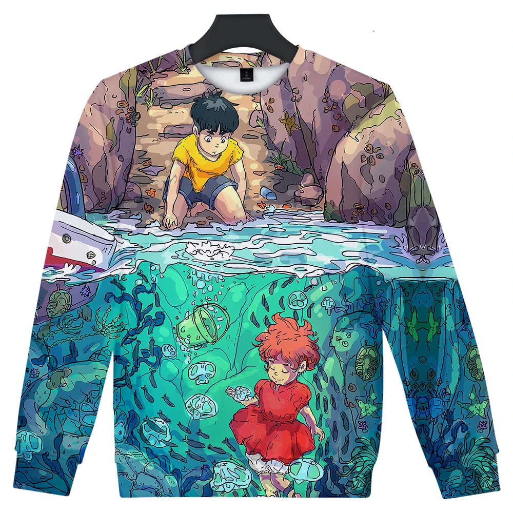 Толстовка Ponyo на скале для мужчин и женщин повседневный свитшот с 3D рисунком