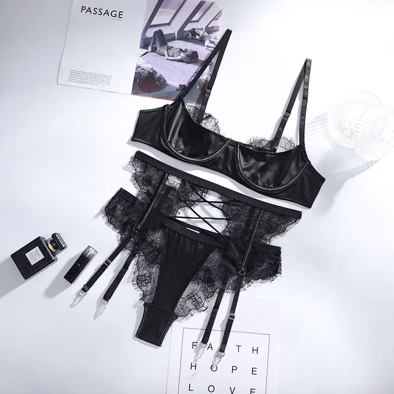 Сетчатый Прозрачный Женский комплект нижнего белья сексуальный наряд с