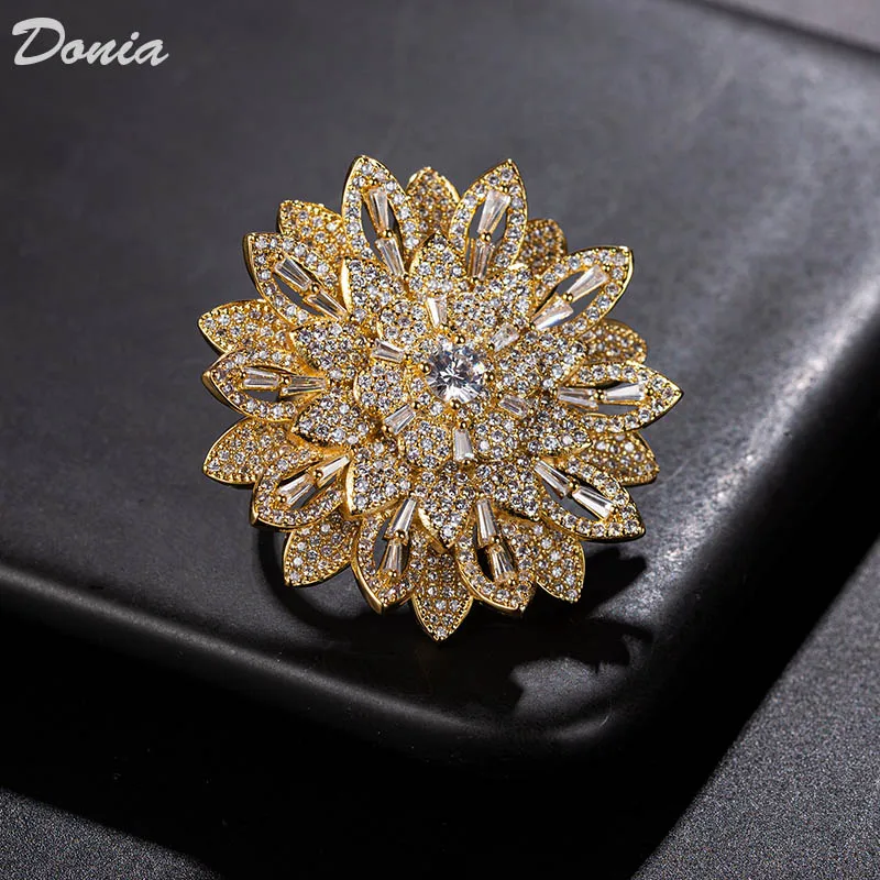 

Donia Jewelry Fashion female banquet party micro inlaid AAA zircon earrings three-dimensional sun flower earrings earrings