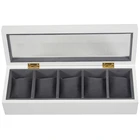 Белая деревянная коробка для часов с 5 слотами, черная фланелевая Маленькая подушка, демонстрационная коробка для хранения часов