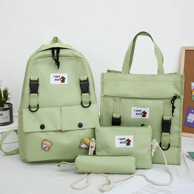 

4pcs/set Women Backpack Canvas School Backpacks Large Capacity Student Schoolbag for Girls Laptop Bag Travel Bag Mochila рюкзак