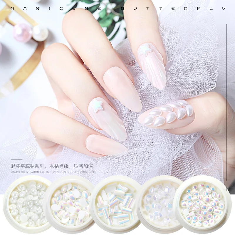 

Nail Flat Bottom Pearl AB Ornament Semicircle Nail Patch Nail Drill Varnish Decoration Nail Drill Art Ornament