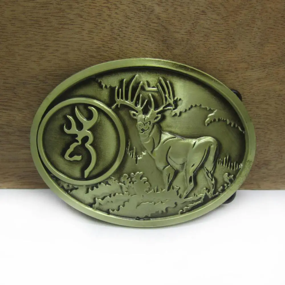 Пряжка коричневого цвета пряжка на ремень с оленем Джинсы подарок FP 02516 2 античная