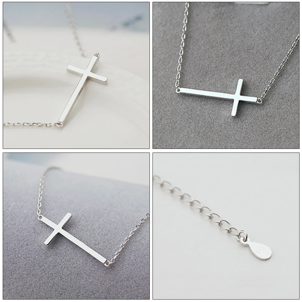 Рождественский подарок 100% Стерлинговое Серебро 925 пробы простой крест кулон