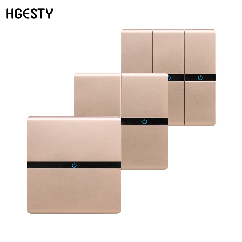 Настенный выключатель роскошный 2/3 банды 2 сторонний цвета шампанского золотой