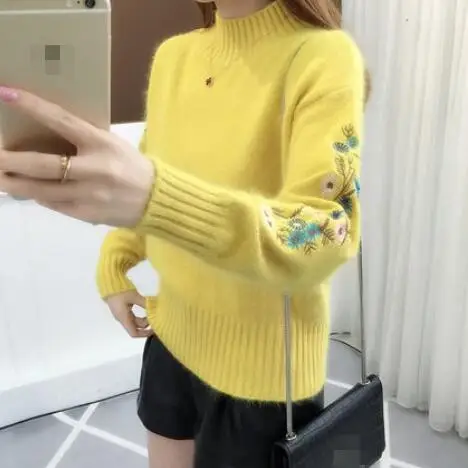 Высокое качество женский 2019 свитер с высоким воротом Женский Топ длинный рукав