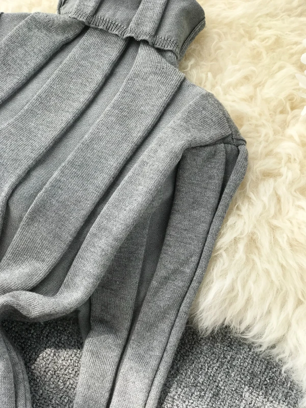 ALPHALMODA осеннее и зимнее рваное платье Новые пуловеры с высоким воротником и длинными рукавами тонкое трикотажное платье однотонное короткое простое платье