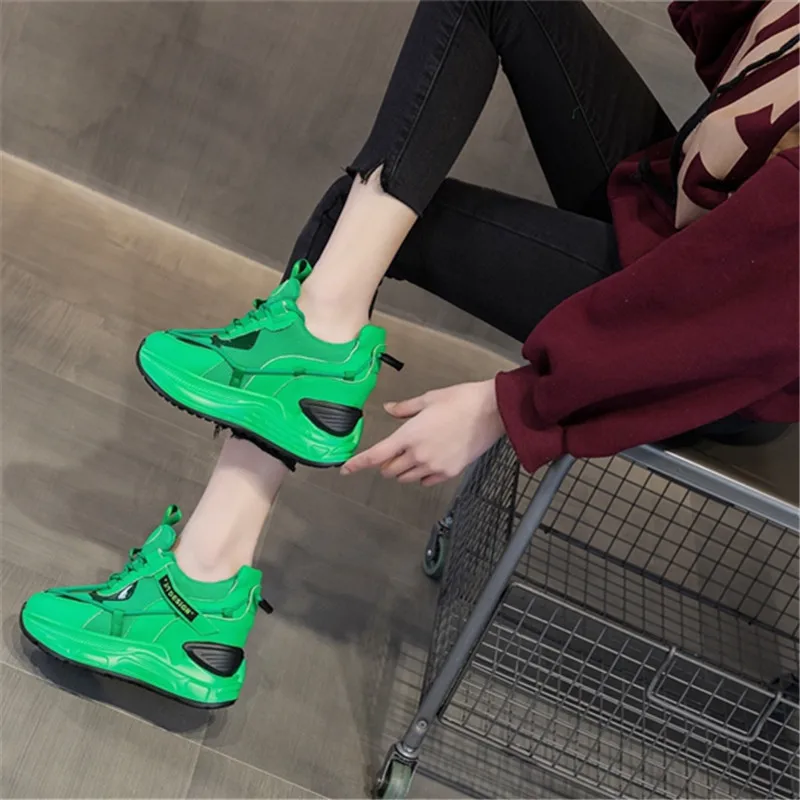 

Hjwsfdcai New Spring Women Internal Increase Casual Shoes Thick-Soled Lace-Up Ladies Sneakers British Wind Slim Mujer Dad Shoes