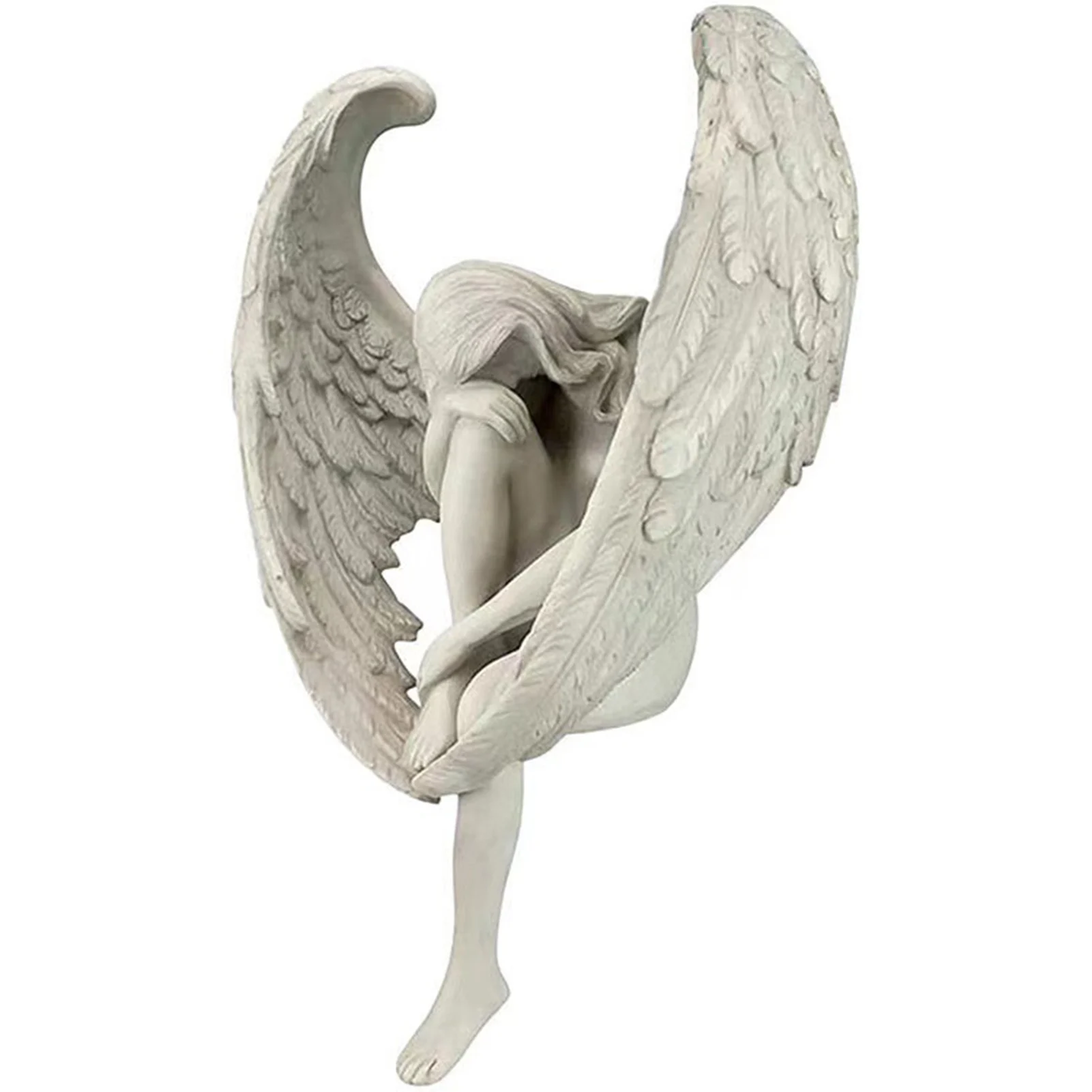 

Садовая статуя плачущего ангела, долговечная садовая декоративная полимерная скульптура, лестница, ангел, полимерное украшение, обнимающа...
