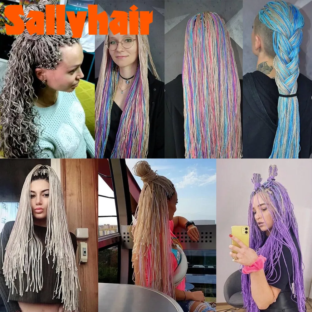 

Sallyhair Zizi Box Braids Synthetic Thin Box Crochet Braids Eunice Hair Colorful Zizi Braiding Hair Extensions Black Brown Hair