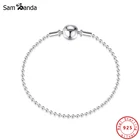 Оригинальные браслеты и браслеты из серебра 925 пробы с эссенцией, подходящие для сковородка сделай сам, Женские Подвески с бусинами, 16-22 см