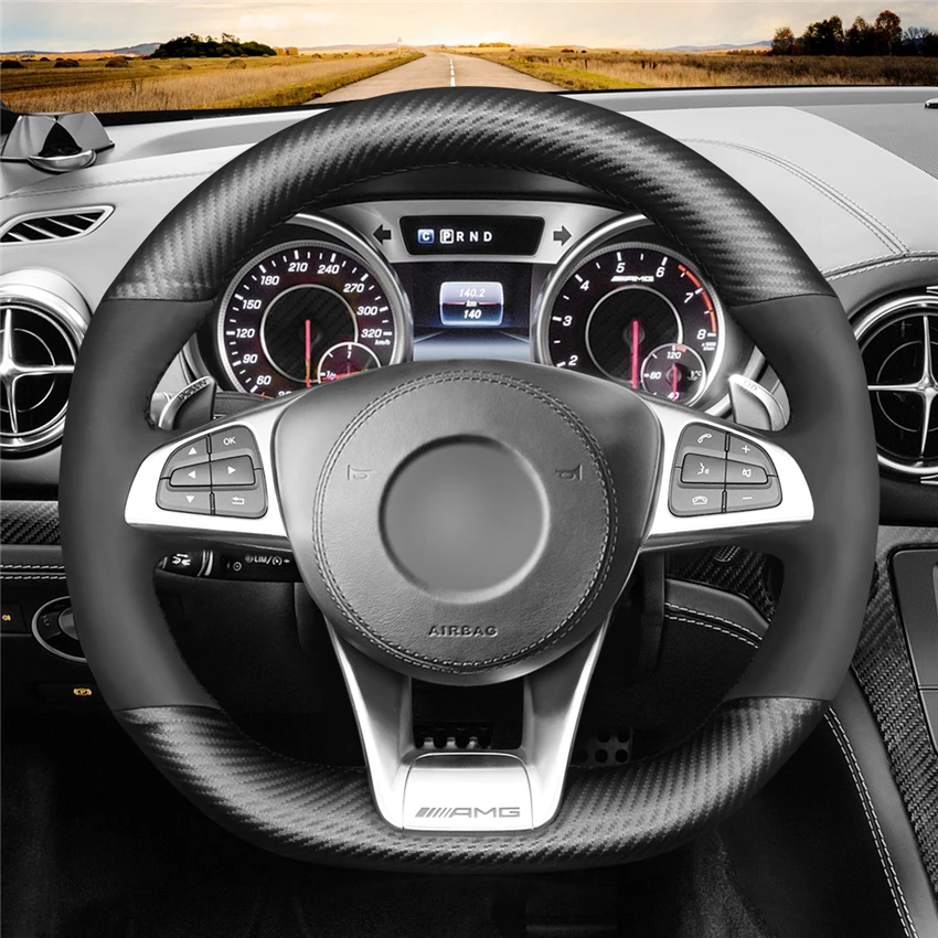 

DIY Anti-Slip Wear-Resistant Steering Wheel Cover For Mercedes-Benz A45 AMG CLS SLC GLA GLE GLS Car Interior Decoration