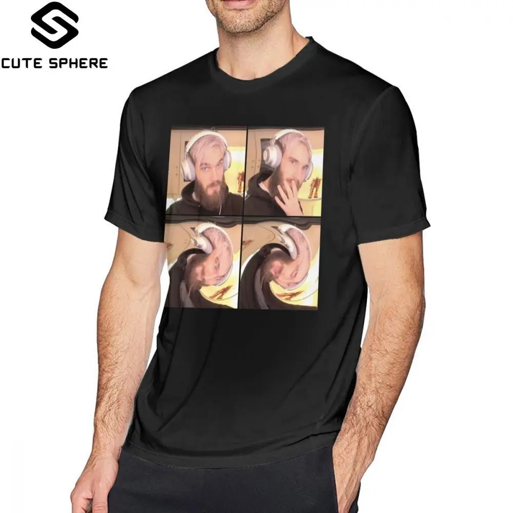 Pewdiepie футболка PewDiePie Hmm Футболка с принтом летняя негабаритных забавных мужчин