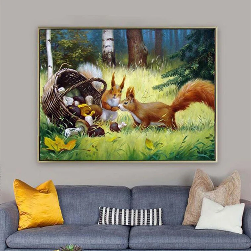 

Diamond Embroidery Animal Nature Full Square Diamond Painting Cross Stitch Squirrel Picture Living Room Decoration