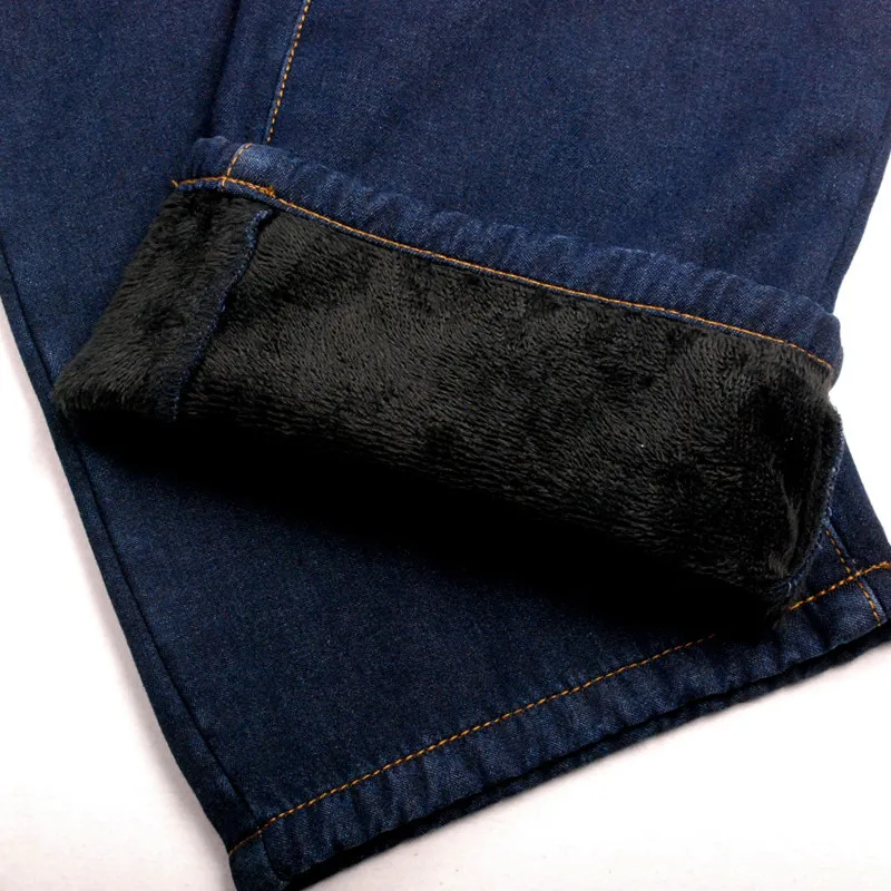 

New Plus Velvet Thicken Loose Straight Jeans Woman Long Wide Leg Pants Elastic High Waist Winter Jeans Femme Warm Trousers C5179