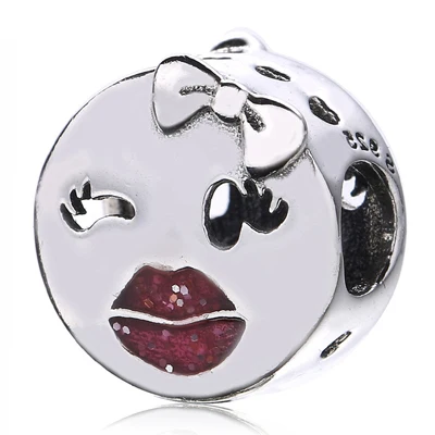 Fit PANDORA браслет Шарм DIY бусины для изготовления ювелирных изделий поцелуй больше Шарм Красный CZ 925 серебряные ювелирные изделия подарок на день Святого Валентина - Окраска металла: С черным покрытием, нанесенным краскопультом