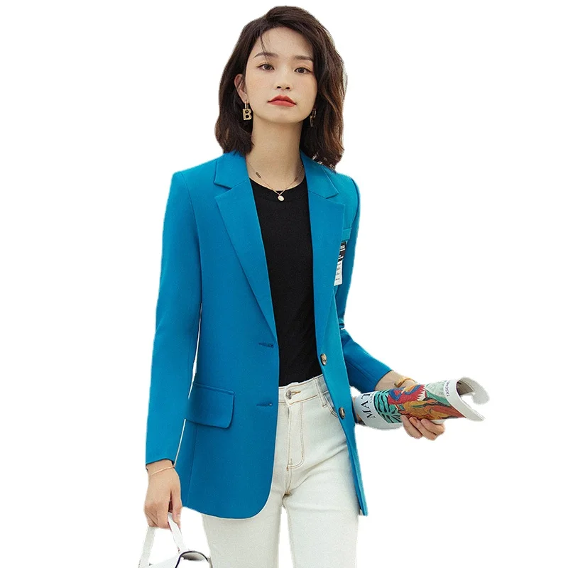 High-end Women's Autumn and Winter New Long-sleeved Professional Suit Fashion Slim Solid Single-breasted Ladies Jacket Blazer