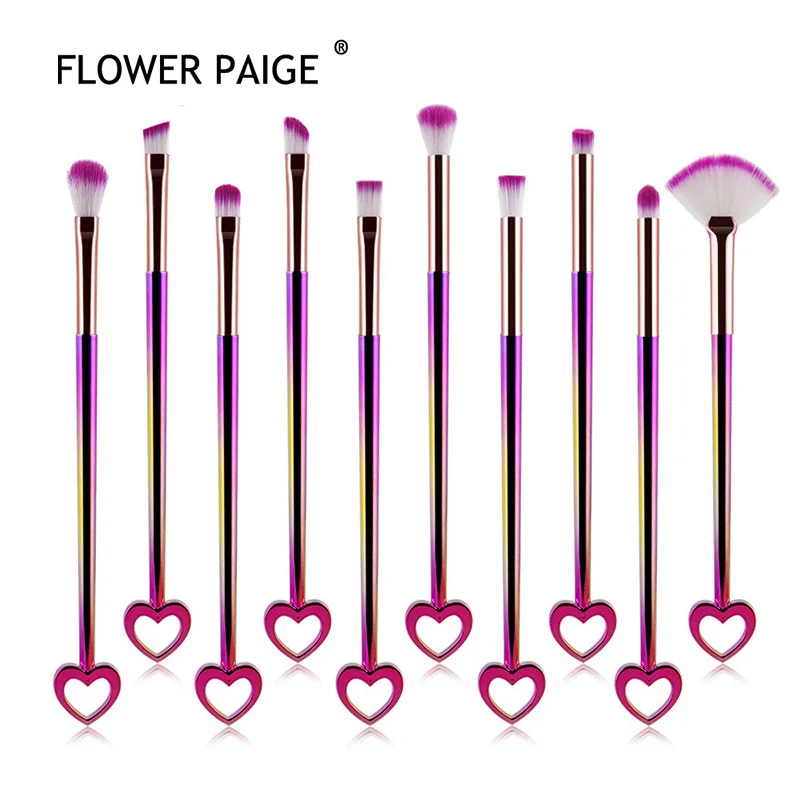 Набор кистей для макияжа в форме сердца FLOWER PAIGE 10 шт. косметические кисти Наборы
