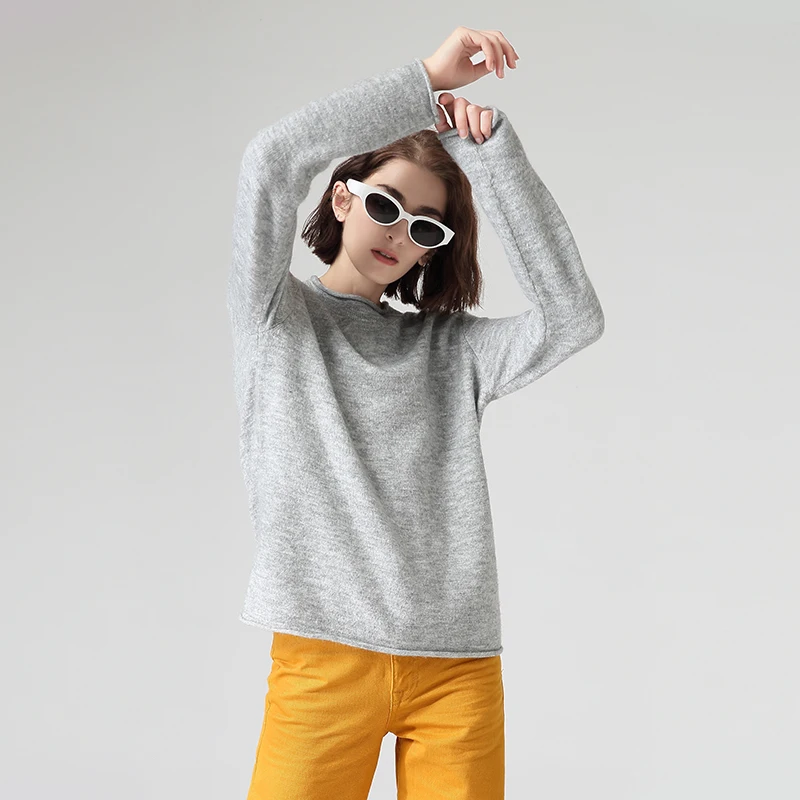 Женский базовый Однотонный свитер Toyouth серый пуловер с длинными рукавами и