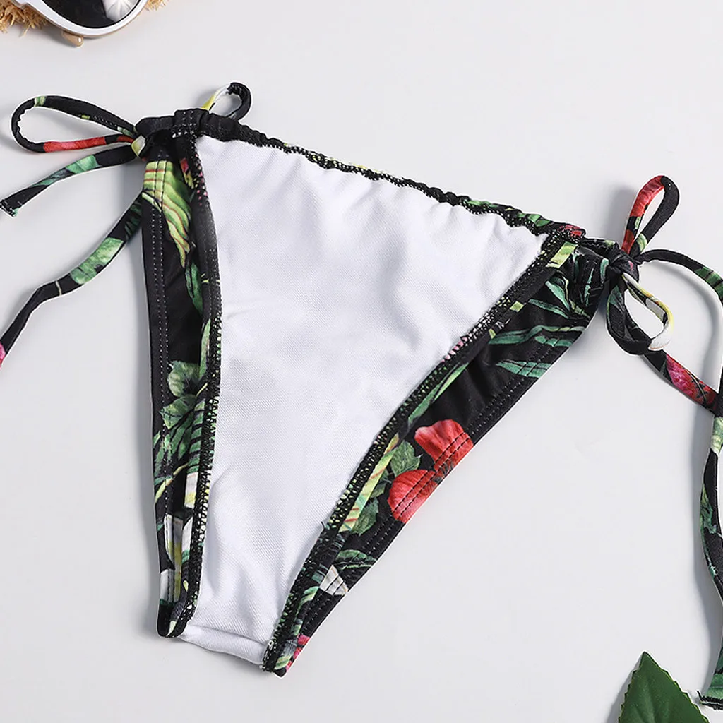 Женский комплект нижнего белья с пуш-апом Раздельный купальник и принтом нижнее