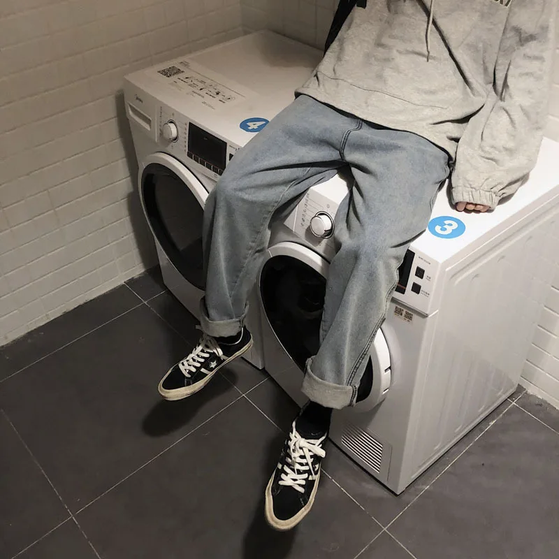 

Men's Stretch Jeans Men Summer Autumn Streetwear Casual Cotton Zipper Fly Denim Pants Loose Fit Straight Trousers