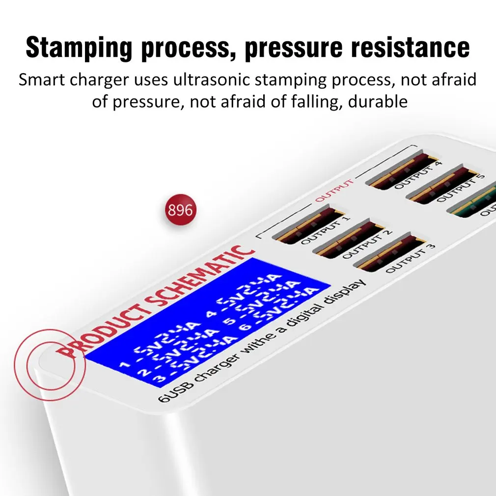lcd multi fast usb charger digital display charge 6 usb ports phone charging station universal usb hub smart charger eu 220v free global shipping